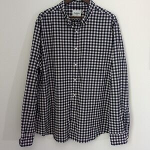 Goodfellow Button‎ Up Shirt Men's XXL Long Sleeve Blue/Light Pink Gingham Slim